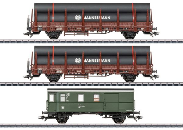 Rungenwagen-Set 2 mit Stahlröhren-Beladung