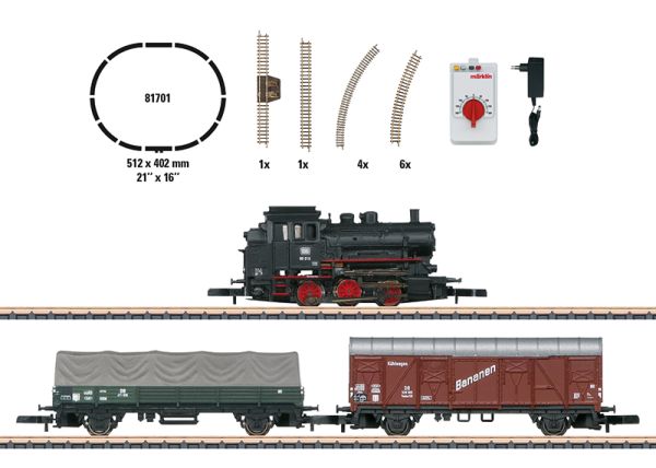 Startpackung Güterzug mit Dampflok BR 89, Gleisoval, Fahrgerät, Stromversorgung