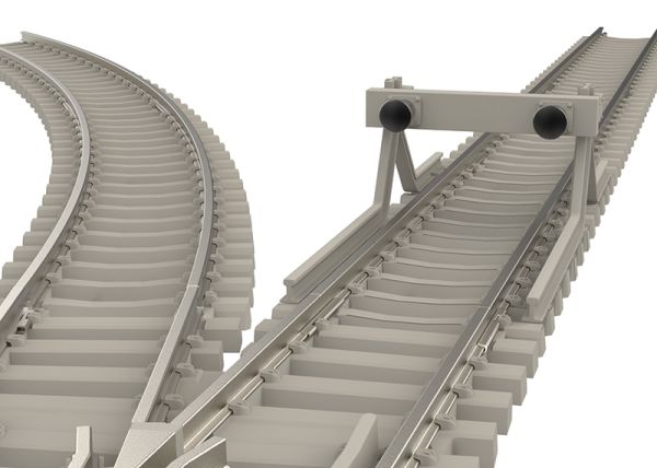 Minitrix Links-Weiche mit Betonschwellen Radius 112,6 mm