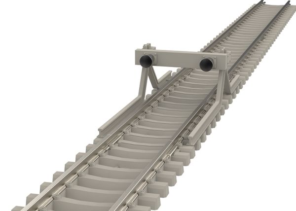 Minitrix Prellbock mit Betonschwellen Länge 50,0 mm