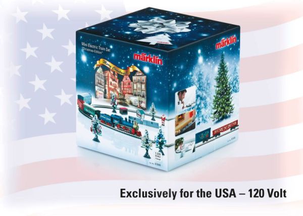 Weihnachts-Startpackung. Exklusiv für USA 120 Volt. Dampfgüterzug mit Gleisoval